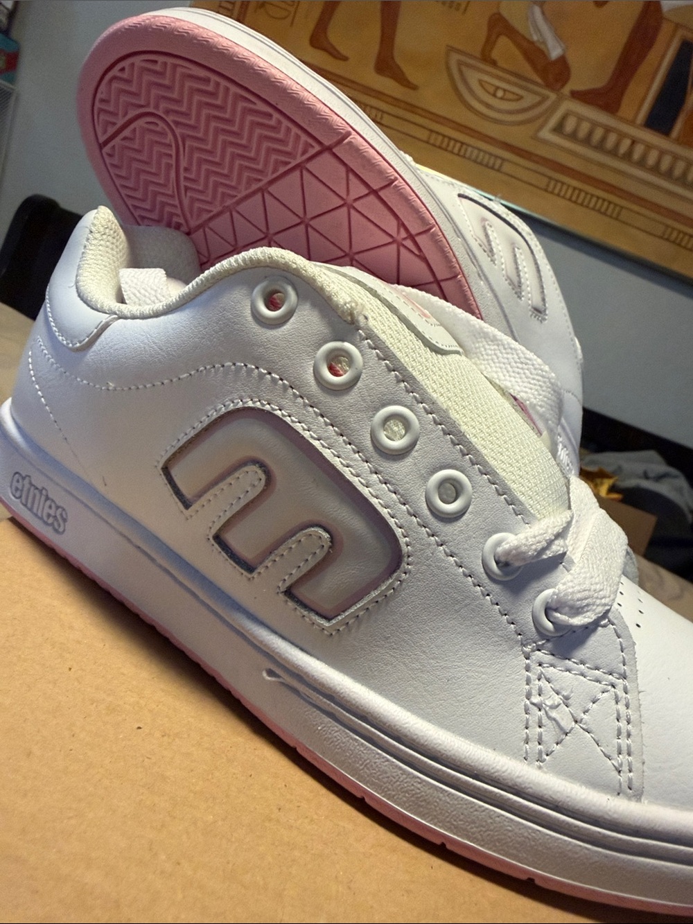 etnies White and Pink Skate Sneakers